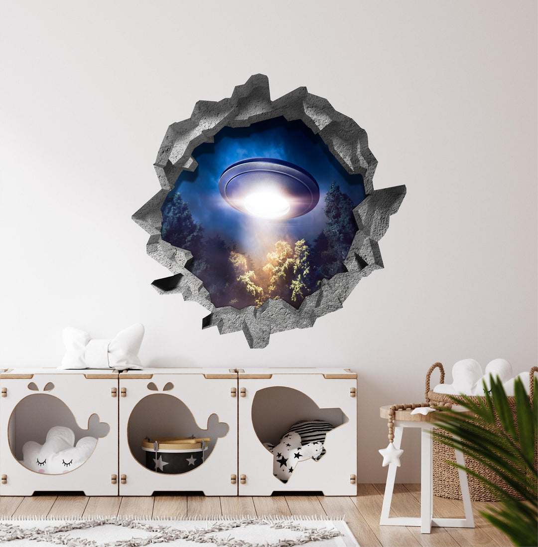 Alien UFO 1 | 3D Hole In the Wall Decal