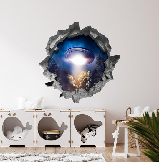 Alien UFO 1 | 3D Hole In the Wall Decal
