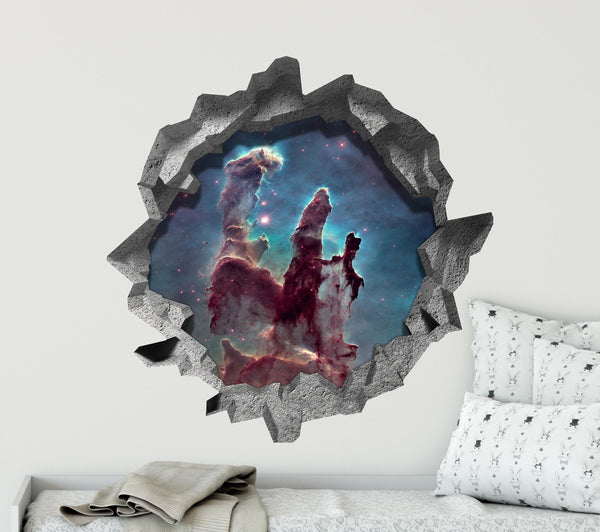 Galaxy Pillars of Creation Nebula | 3D Hole In the Wall Decal