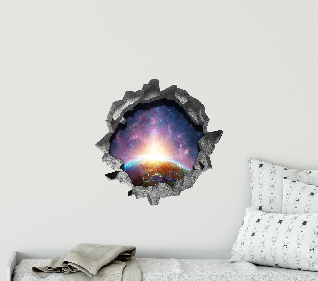 Sunrise Over Earth | 3D Hole In the Wall Decal