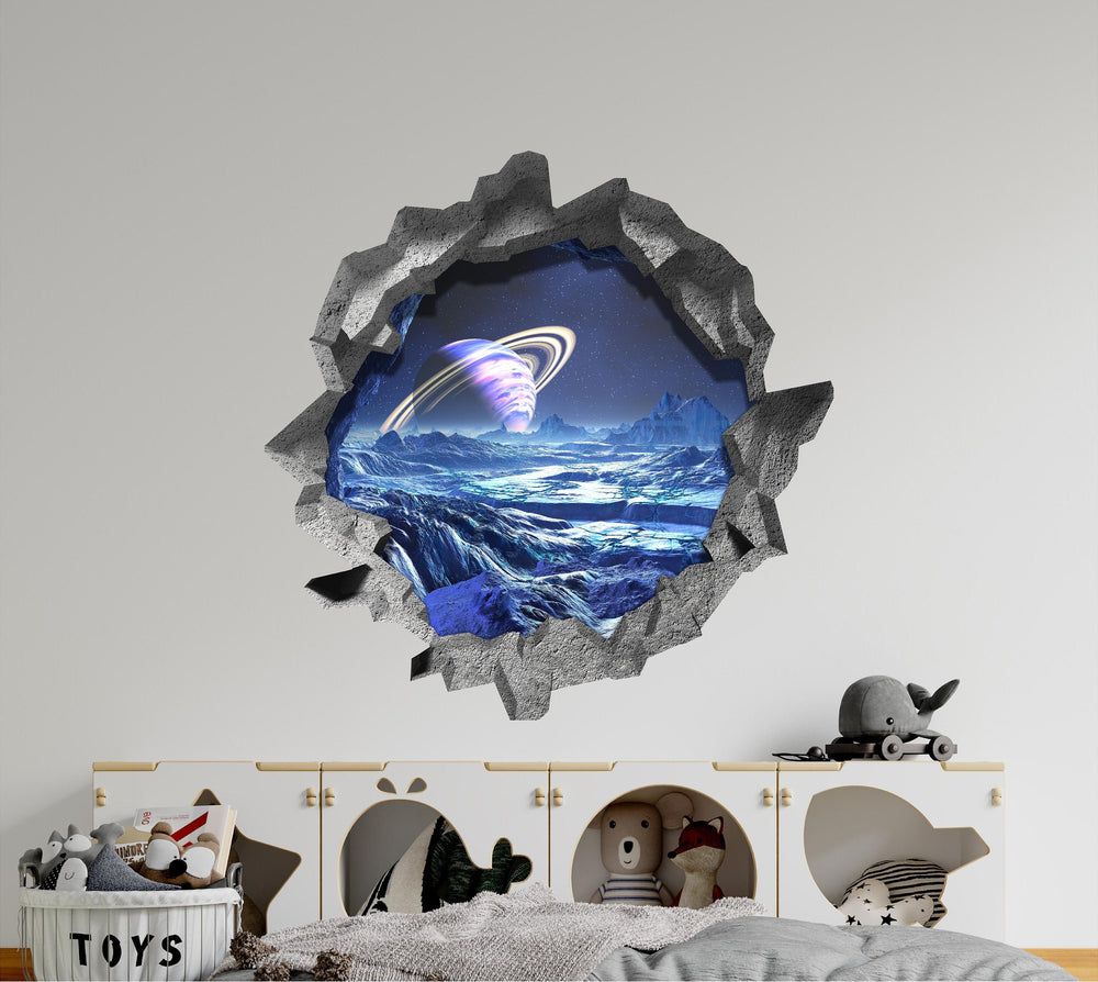 Alien Ice Planet | 3D Hole In the Wall Decal