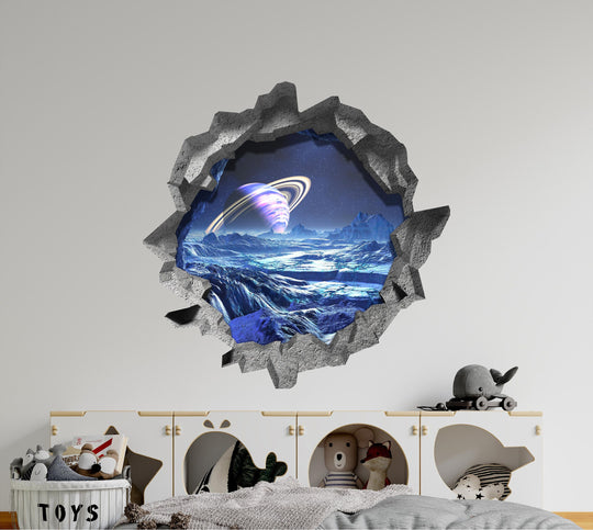 Alien Ice Planet | 3D Hole In the Wall Decal
