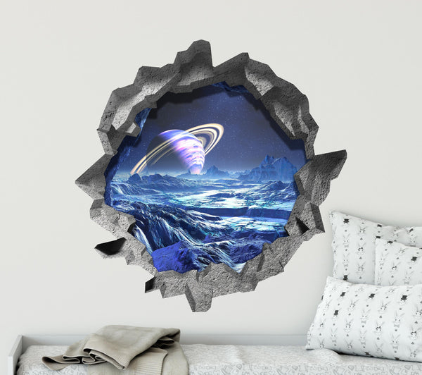 Alien Ice Planet | 3D Hole In the Wall Decal
