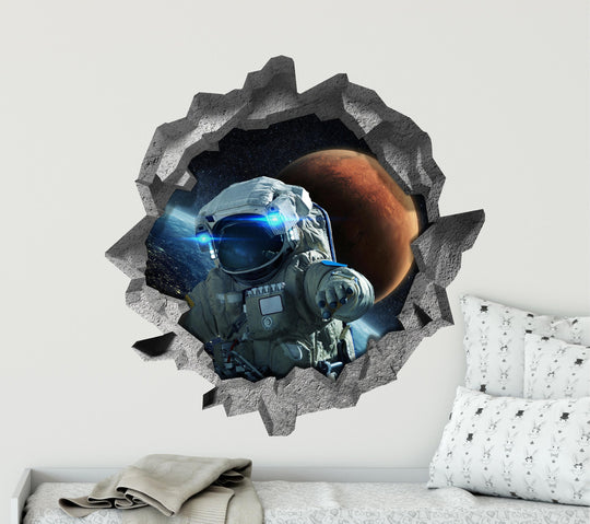 Astronaut Lost In Space | 3D Hole In the Wall Decal