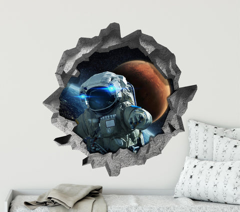 Astronaut Lost In Space | 3D Hole In the Wall Decal