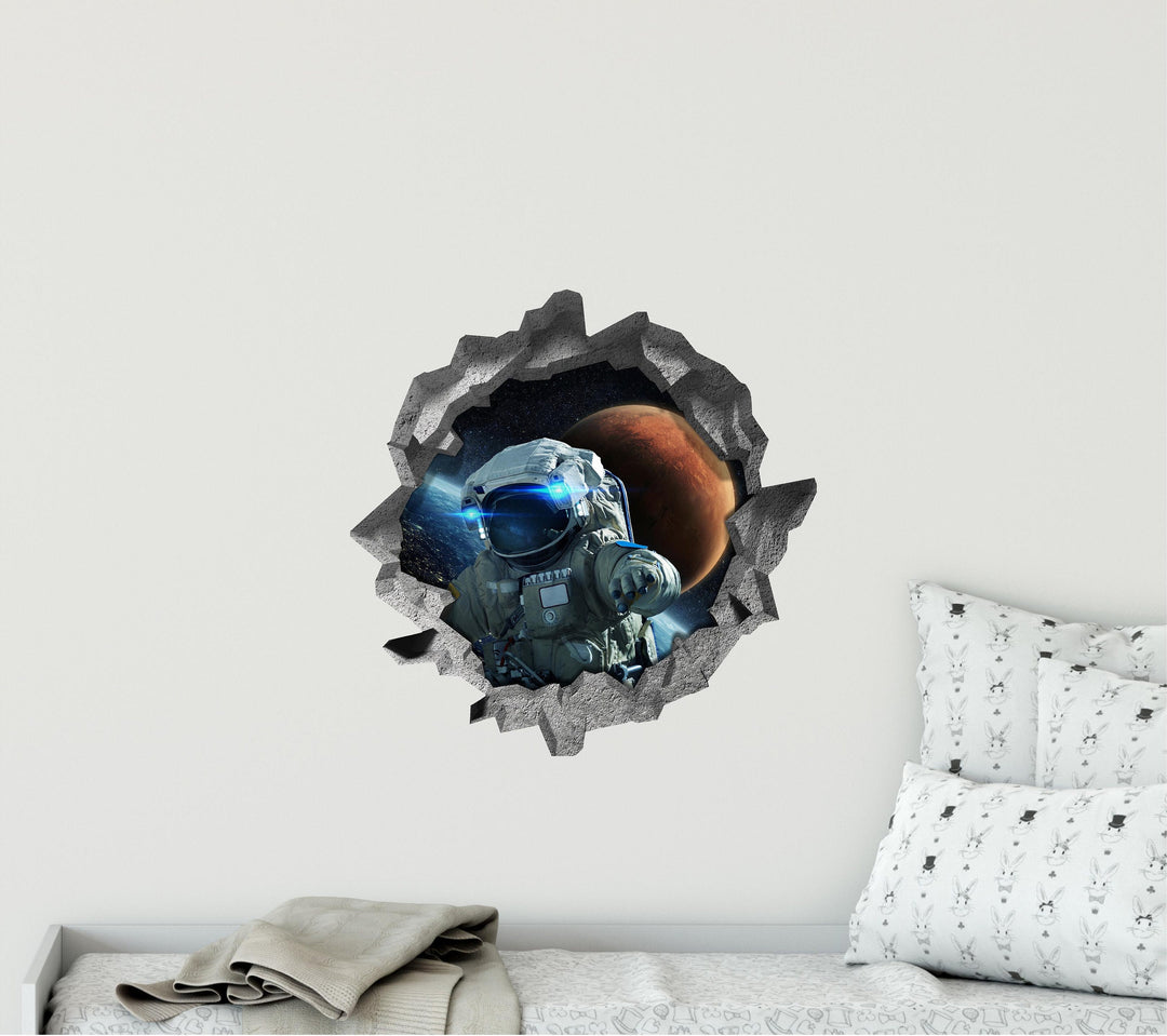 Astronaut Lost In Space | 3D Hole In the Wall Decal