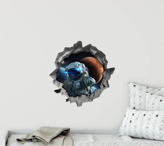 Astronaut Lost In Space | 3D Hole In the Wall Decal