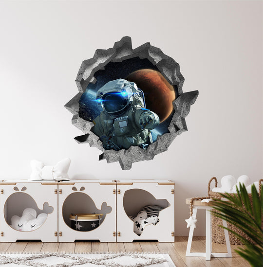 Astronaut Lost In Space | 3D Hole In the Wall Decal