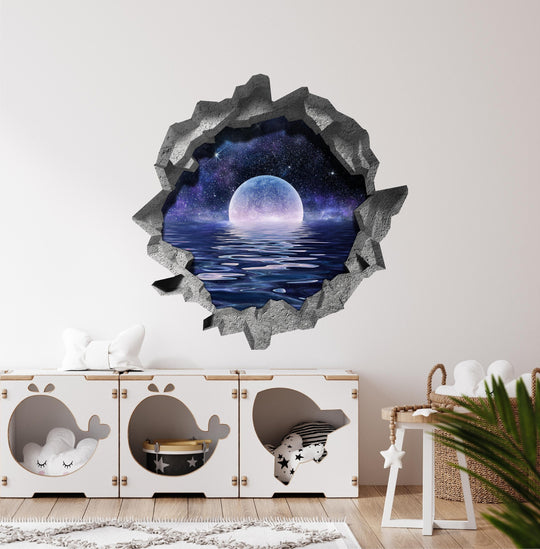 Infinity Lake Moonrise | 3D Hole In the Wall Decal