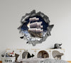 Pirate Ship In Clouds | 3D Hole In the Wall Decal