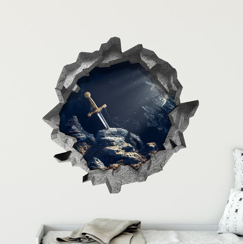 Sword In The Stone | 3D Hole In the Wall Decal