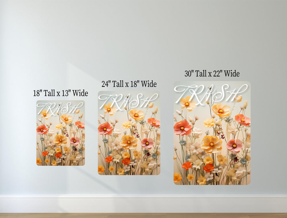 Trash Can Wall Guard Wildflower Removable Decal Sticker Splash/Anti Scuff Guard Wall Protector Floral for Kitchen Decor Repositionable
