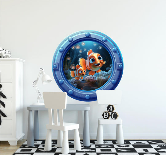 Clownfish 2 | Cartoon Porthole Window Wall Decal