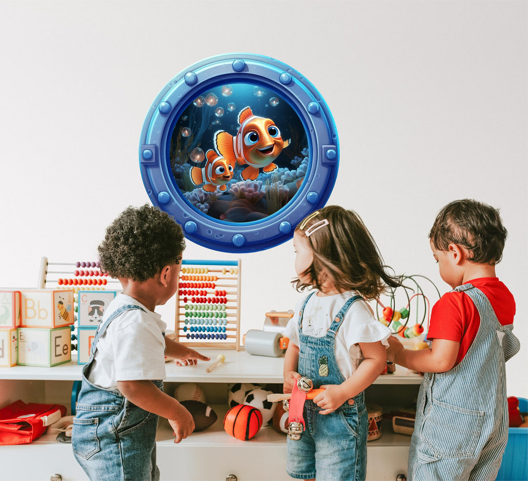 Clownfish 2 | Cartoon Porthole Window Wall Decal
