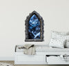 Castle Window Wall Decal - Baby Ice Dragon #2 - Fantasy Wall Art - Removable Fabric Wall Sticker - Peel & Stick