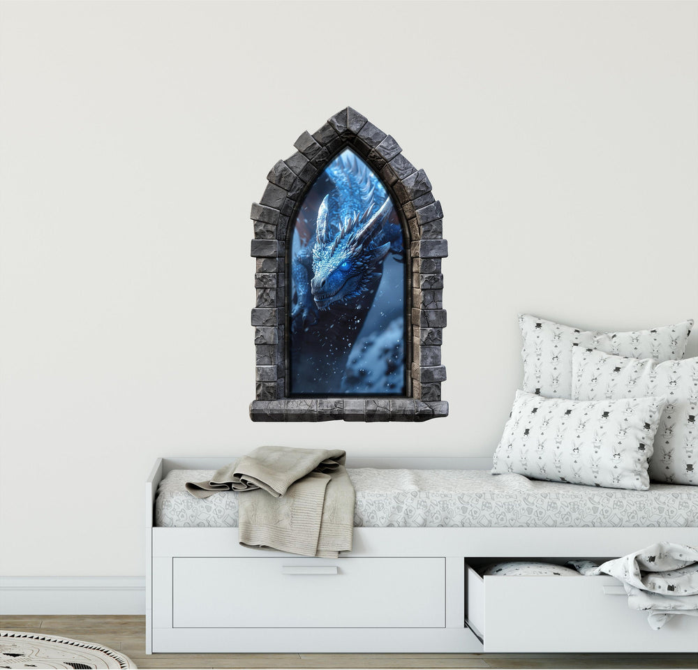 CastleScape Mythical Ice Dragon | Castle Window Wall Decal