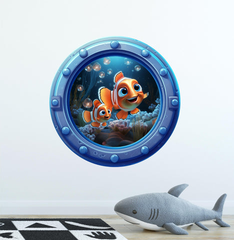 Clownfish 2 | Cartoon Porthole Window Wall Decal