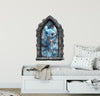 Stone Castle Window Wall Decal - Baby Ice Dragon - CastleScape Window - Fantasy Wall Art - Removable Fabric Wall Sticker - Peel & Stick