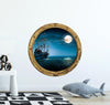 PortScape Ship In Moonlight | Ocean Porthole Window Wall Decal