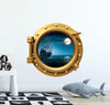 PortScape Ship In Moonlight | Ocean Porthole Window Wall Decal
