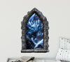 Castle Window Wall Decal - Baby Ice Dragon #2 - Fantasy Wall Art - Removable Fabric Wall Sticker - Peel & Stick