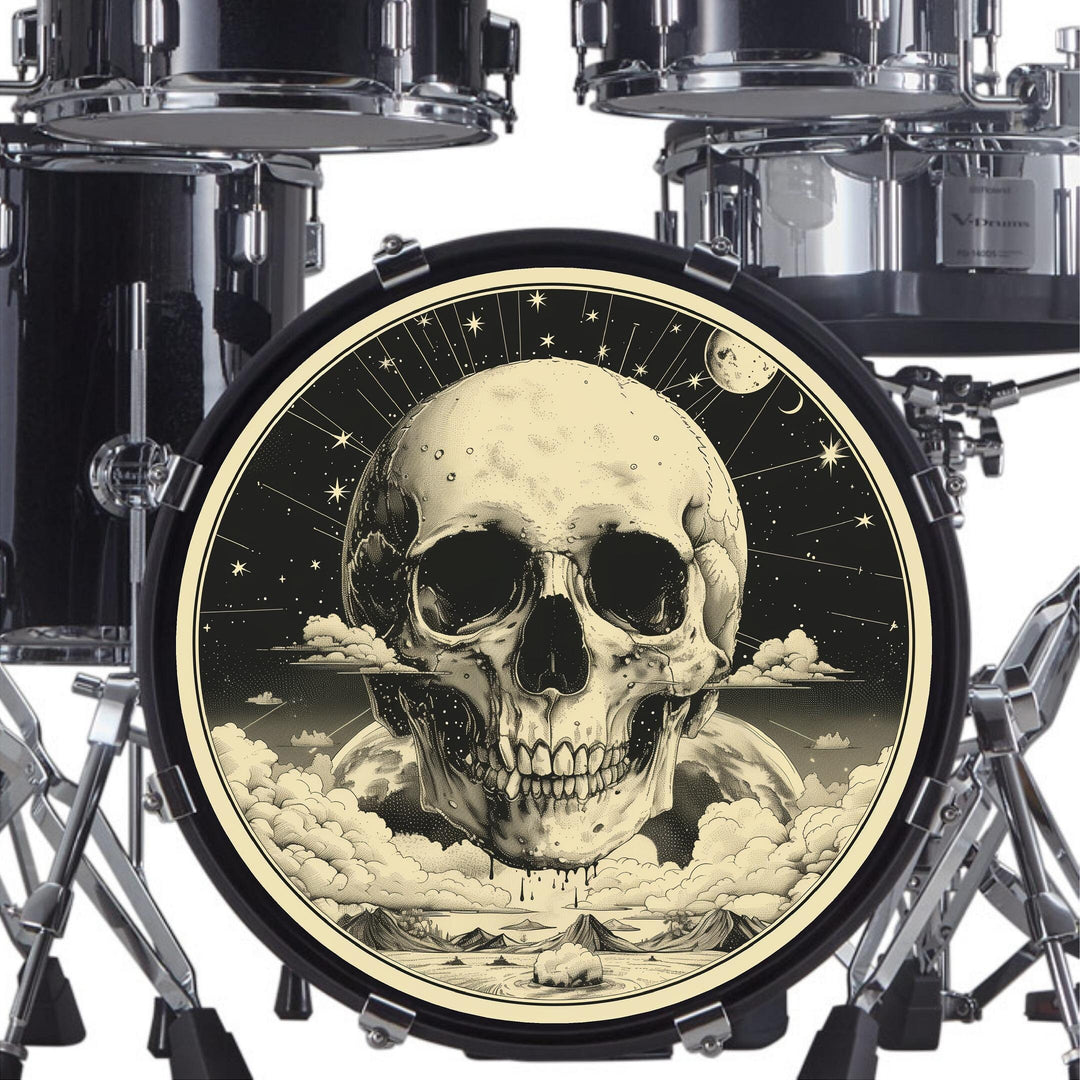 Decal Astrological Skull Bass Drum Head Skin Decal - Graphic Drumhead Sticker for Drum Kit Customization - Durable, Easy Apply - Made in USA