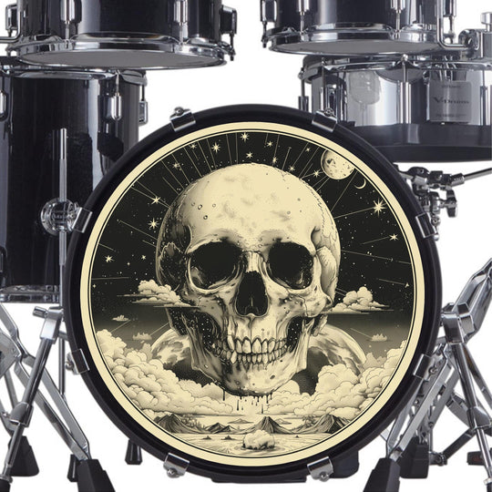 Decal Astrological Skull Bass Drum Head Skin Decal - Graphic Drumhead Sticker for Drum Kit Customization - Durable, Easy Apply - Made in USA