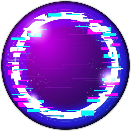 Decal Neon Techno Glitch Bass Drum Head Skin Decal - Graphic Drumhead Sticker for Drum Kit Customization - Durable, Easy Apply - Made in USA