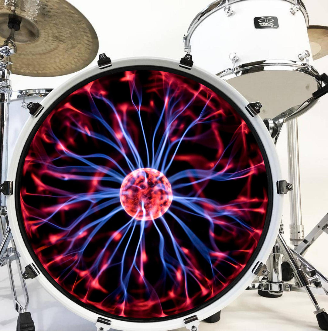 Decal Plasma Ball Bass Drum Head Skin Decal - Graphic Drumhead Sticker for Drum Kit Customization - Durable, Easy Apply - Made in USA