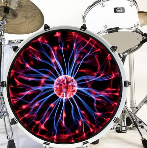 Decal Plasma Ball Bass Drum Head Skin Decal - Graphic Drumhead Sticker for Drum Kit Customization - Durable, Easy Apply - Made in USA