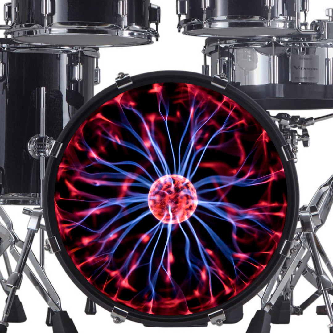 Decal Plasma Ball Bass Drum Head Skin Decal - Graphic Drumhead Sticker for Drum Kit Customization - Durable, Easy Apply - Made in USA