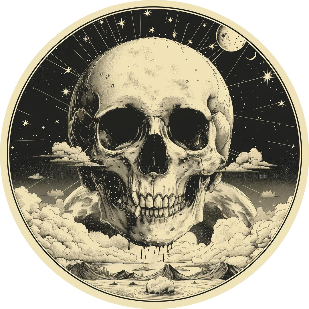 Decal Astrological Skull Bass Drum Head Skin Decal - Graphic Drumhead Sticker for Drum Kit Customization - Durable, Easy Apply - Made in USA