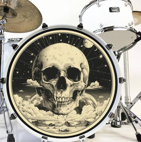 Decal Astrological Skull Bass Drum Head Skin Decal - Graphic Drumhead Sticker for Drum Kit Customization - Durable, Easy Apply - Made in USA