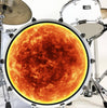 Decal Solar Ball of Flame Bass Drum Head Skin - Graphic Drumhead Sticker for Drum Kit Customization - Durable, Easy Apply - Made in USA