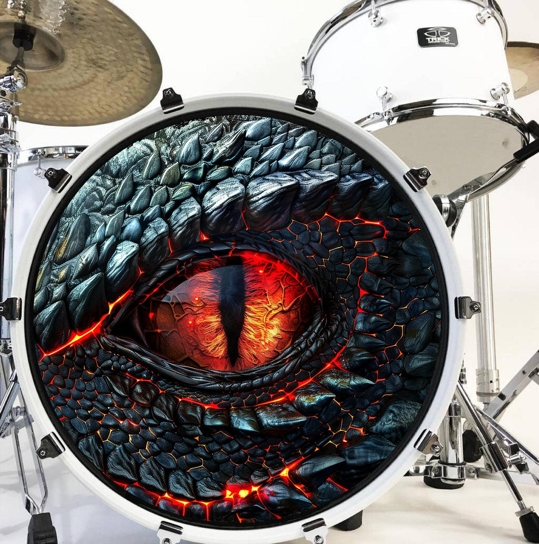 Decal Dragons Eye Bass Drum Head Skin Decal - Graphic Drumhead Sticker for Drum Kit Customization - Durable, Easy Apply - Made in USA
