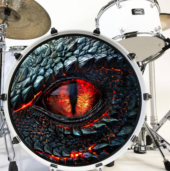 Decal Dragons Eye Bass Drum Head Skin Decal - Graphic Drumhead Sticker for Drum Kit Customization - Durable, Easy Apply - Made in USA