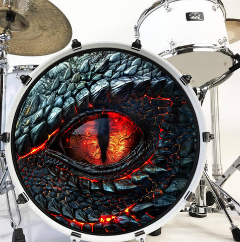 Decal Dragons Eye Bass Drum Head Skin Decal - Graphic Drumhead Sticker for Drum Kit Customization - Durable, Easy Apply - Made in USA