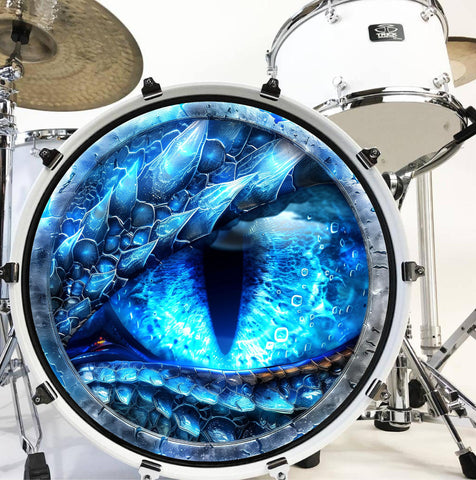 Decal Ice Dragons Eye Bass Drum Head Skin Decal - Graphic Drumhead Sticker for Drum Kit Customization - Durable, Easy Apply - Made in USA