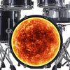 Decal Solar Ball of Flame Bass Drum Head Skin - Graphic Drumhead Sticker for Drum Kit Customization - Durable, Easy Apply - Made in USA