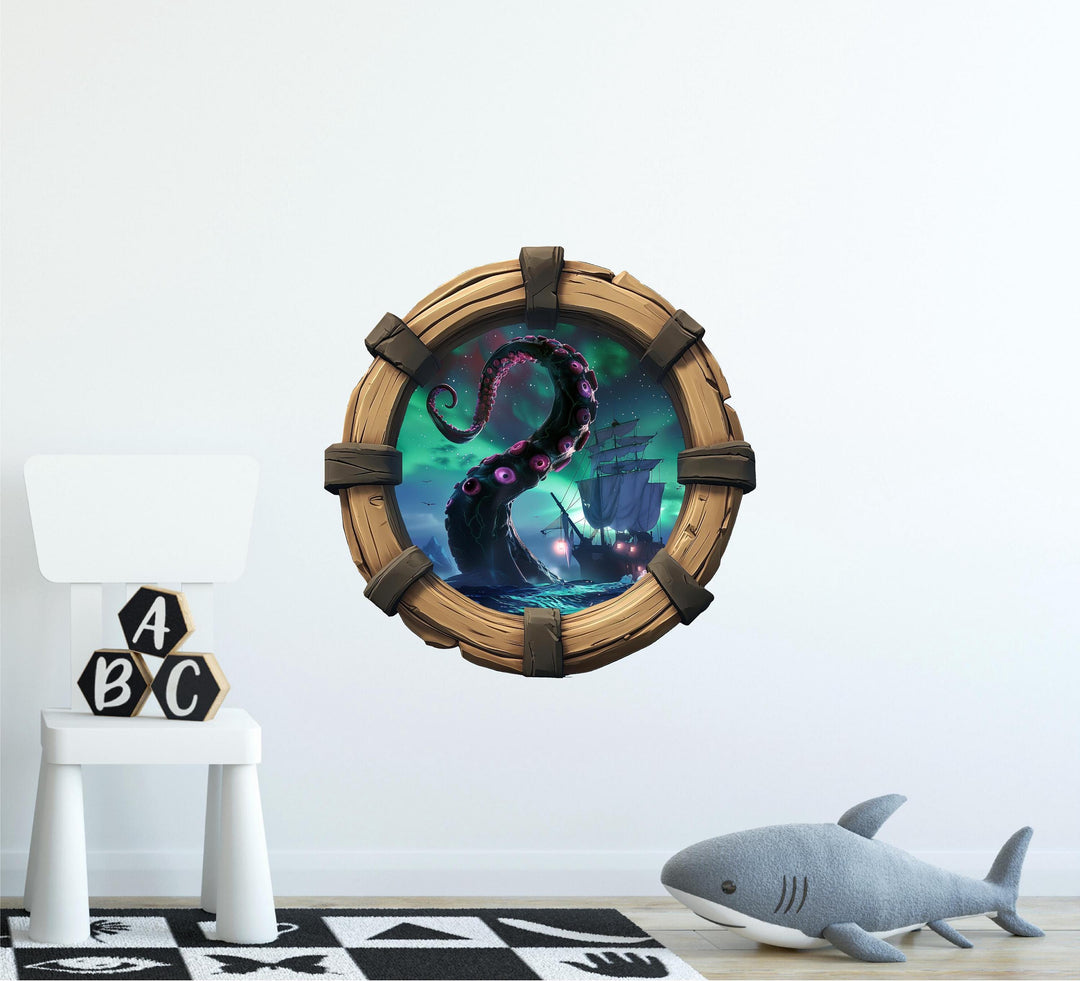 Kraken Attack | Pirate Ship Porthole Window Decal