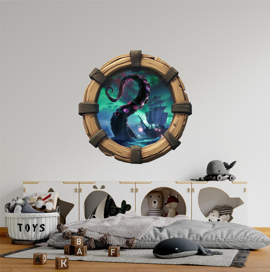 Kraken Attack | Pirate Ship Porthole Window Decal