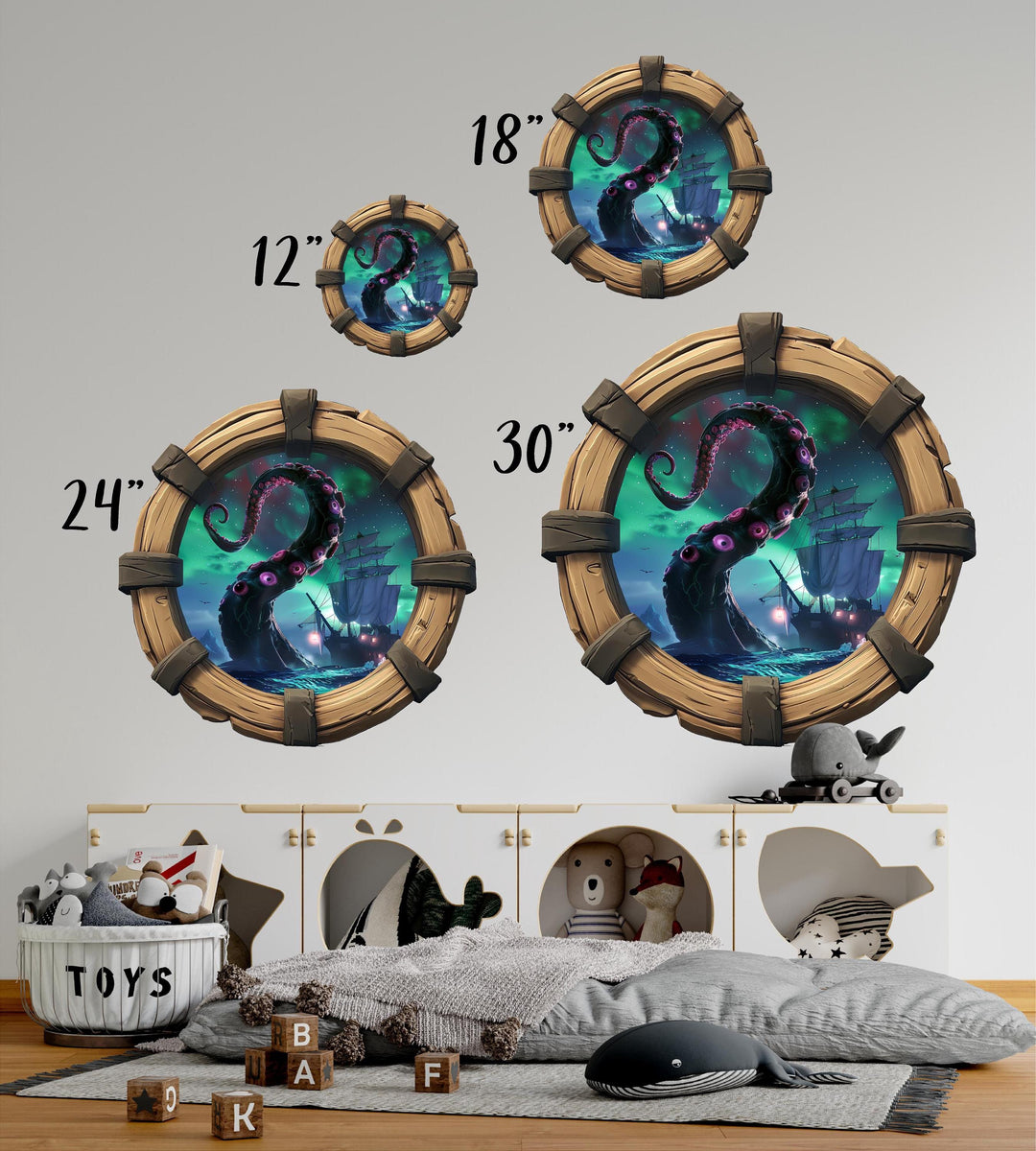 Kraken Attack | Pirate Ship Porthole Window Decal