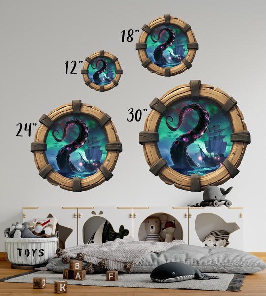 Kraken Attack | Pirate Ship Porthole Window Decal