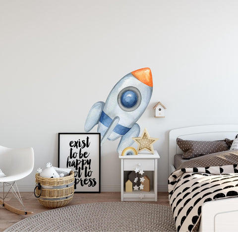 Watercolor Rocket Space Wall Decal