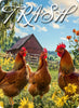 Farmhouse Chicken Wall Decal – Protective Trash Can Backing with Adorable Farm Chickens – Durable Vinyl Wall Protector Kitchen Laundry Room
