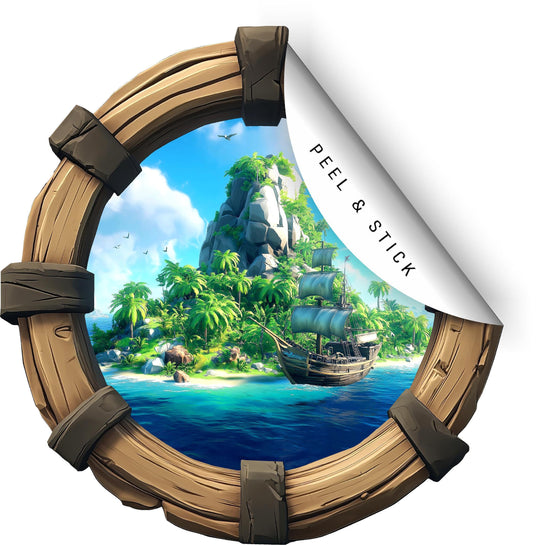 Pirate Island | Pirate Ship Porthole Window Wall Decal