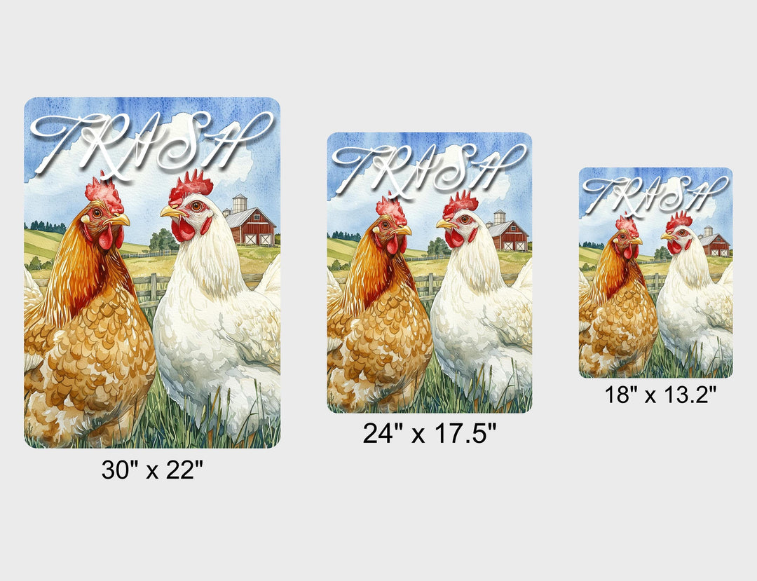 Farmhouse Chicken Wall Decal – Protective Trash Can Backing with Watercolor Farm Chickens – Durable Wall Protector Kitchen Laundry Room