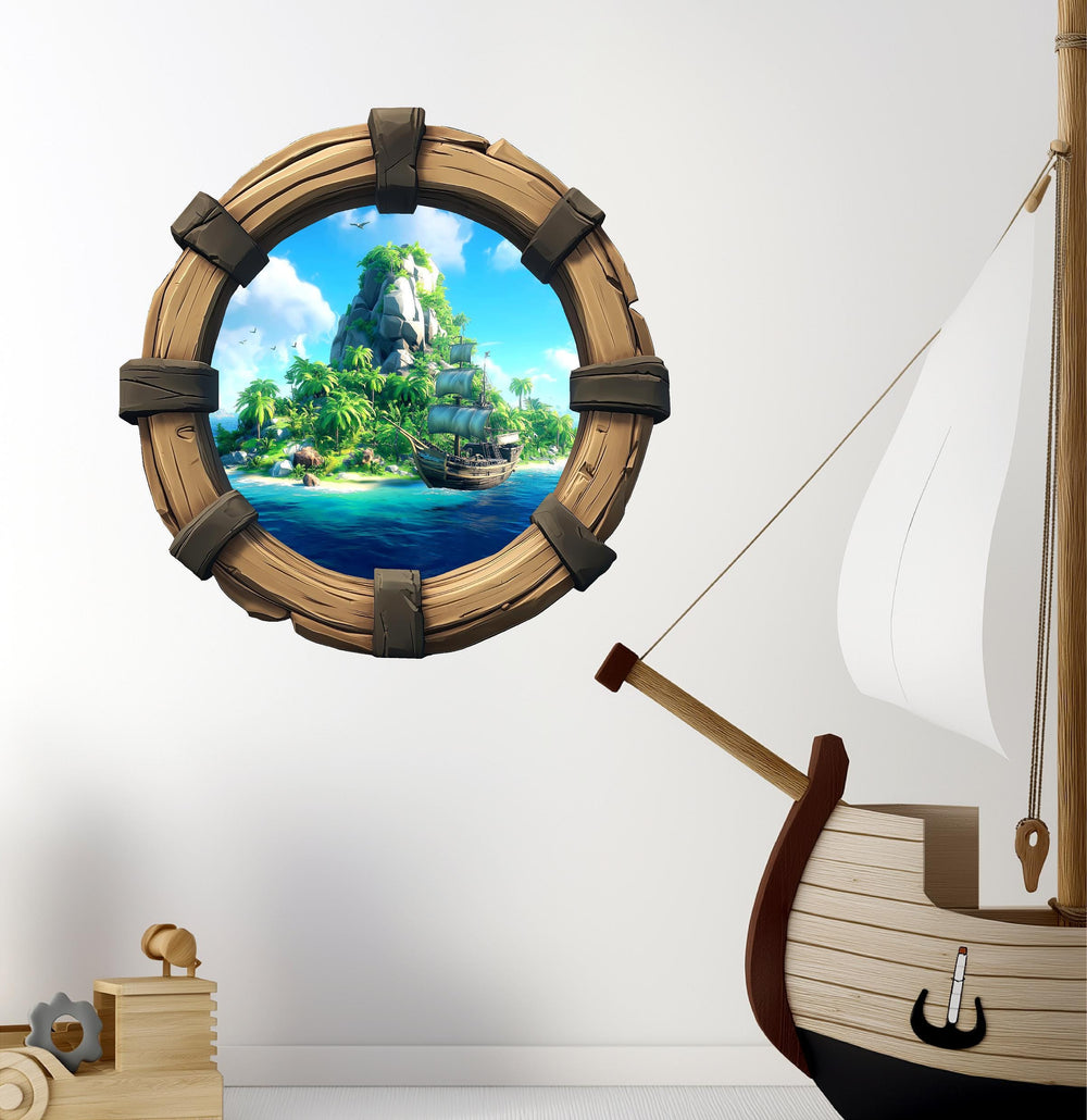 Pirate Island | Pirate Ship Porthole Window Wall Decal