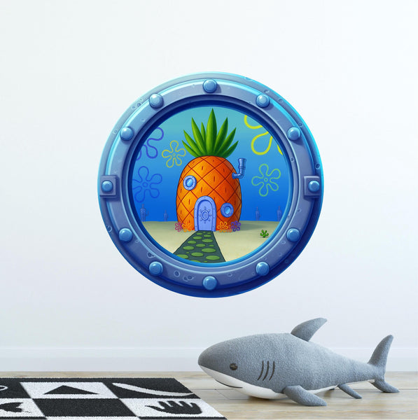 Pineapple House | Cartoon Porthole Window Wall Decal