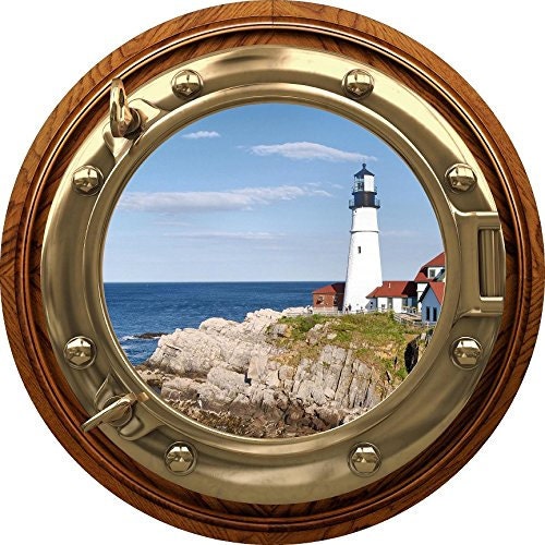 PortScape Lighthouse 2 | Ocean Porthole Window Wall Decal